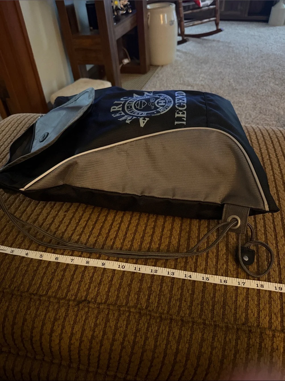 Harley-Davidson Black and Gray American Legend Drawstring Backpack